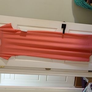 Peachy-pink white polka dot maxi